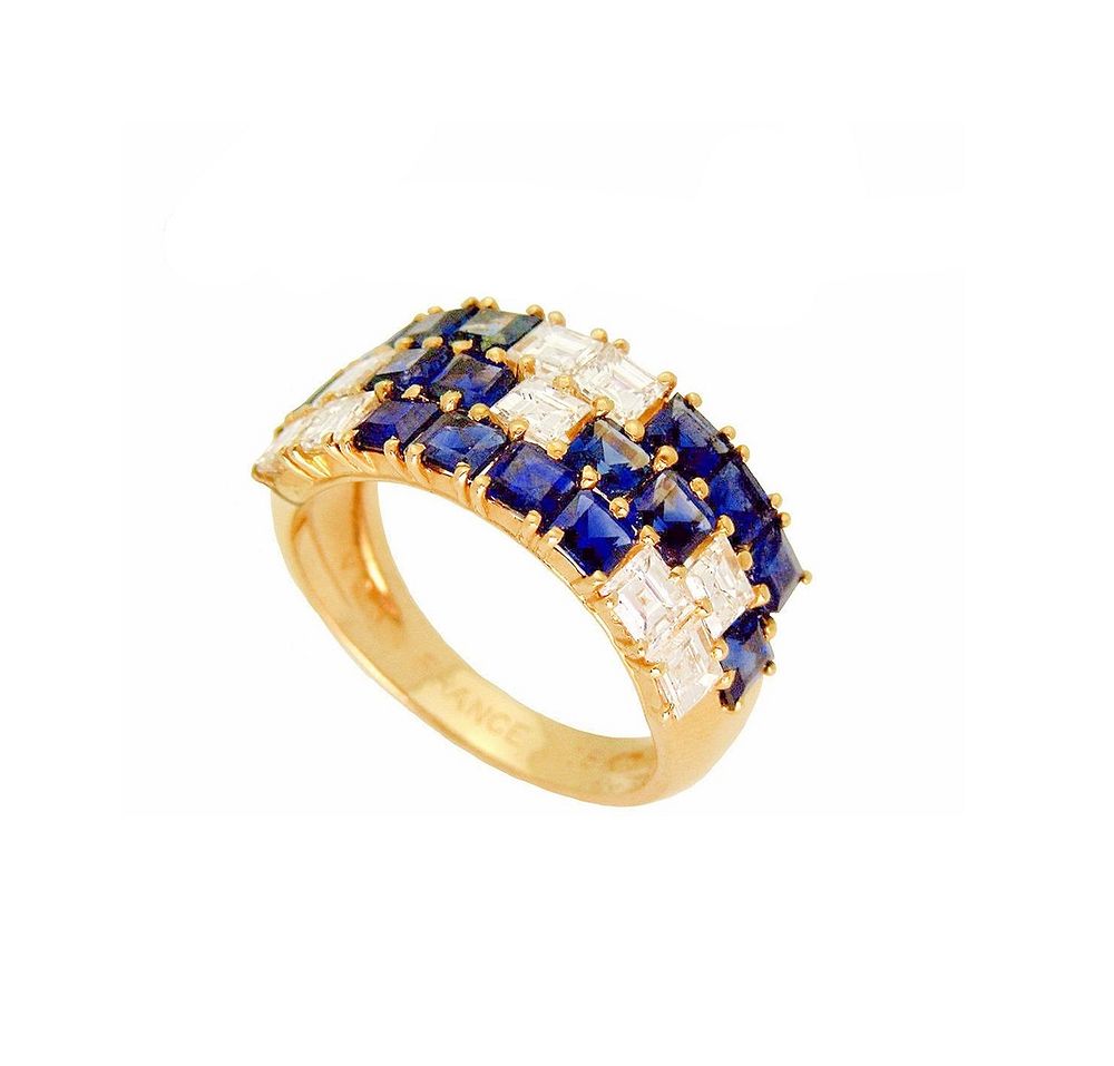 Appraisal: Van Cleef Arpels K TCW Diamond Sapphire Ring Van Cleef