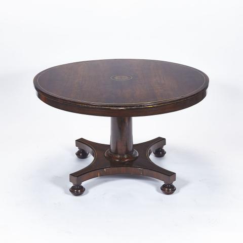 Appraisal: French Empire Style Brass Strung Rosewood Table early th century