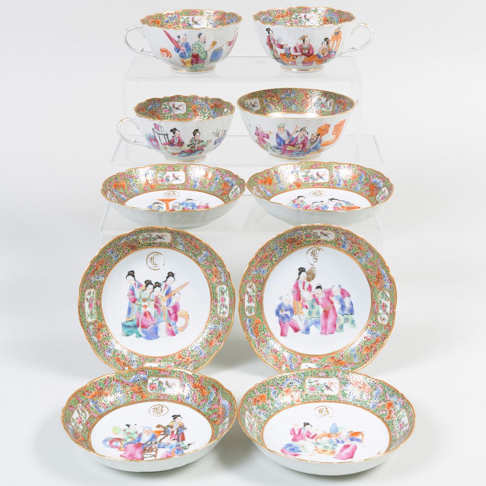 Appraisal: Group of Chinese Export Rose Medallion Porcelain Teawares Monogrammed 'B'