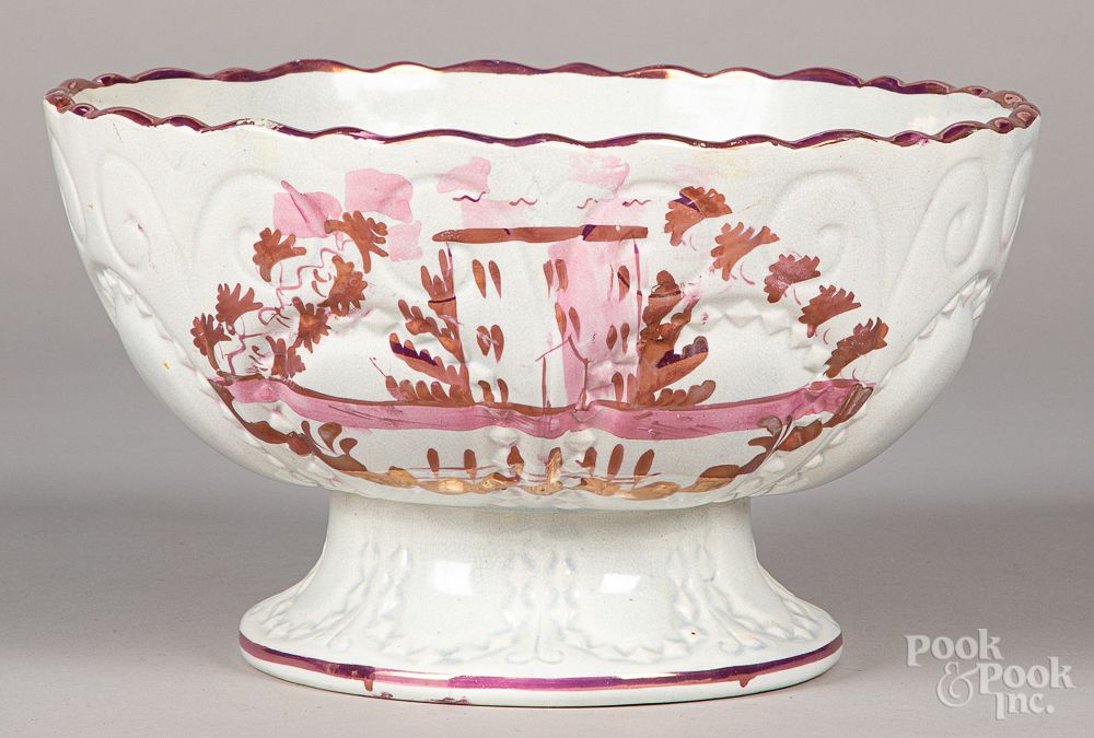 Appraisal: Pink lustre centerpiece bowl Pink lustre centerpiece bowl th c