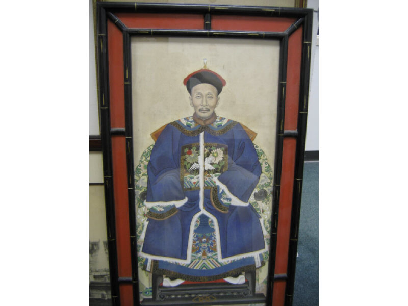 Appraisal: CHINESE ANCESTRAL PORTRAIT Watercolor and gouache on paper framed x