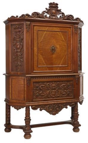 Appraisal: American Depression-Era mahogany china cabinet c s having carved foliate