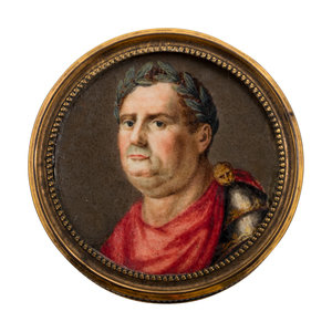 Appraisal: A Continental Gilt Metal and Tortoise Shell Mounted Portrait Snuff