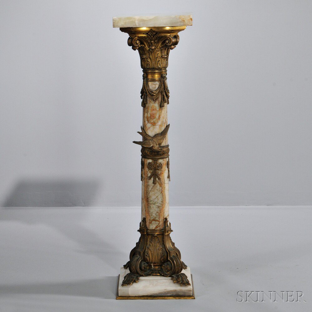 Appraisal: Louis XV-style Marble and Gilt-bronze Pedestal probably France th century