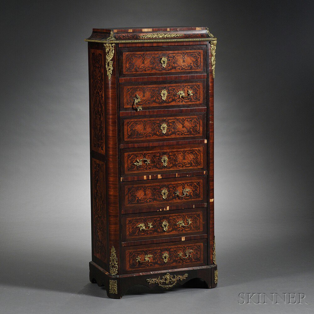 Appraisal: Louis XVI-style Ormolu-mounted and Marquetry Secretaire Abattant late th century