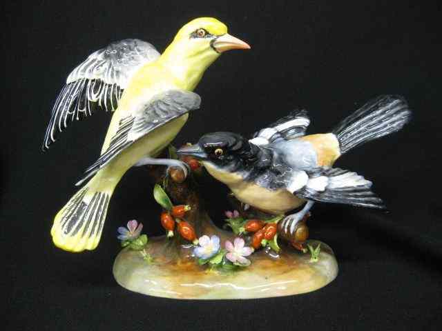 Appraisal: Crown Staffordshire Porcelain Figurine of Birds fancy applied flowers modelled