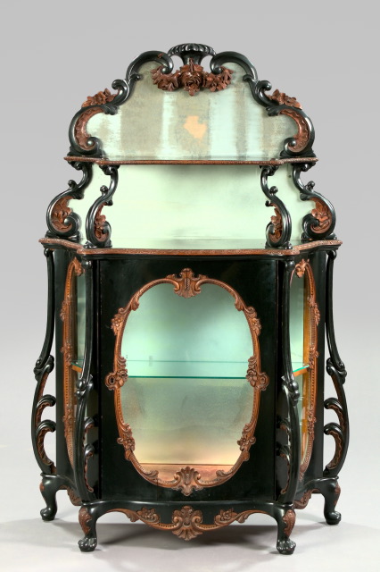 Appraisal: Fine Austrian Rococo Revival Ebonized Parlor Cabinet third quarter th