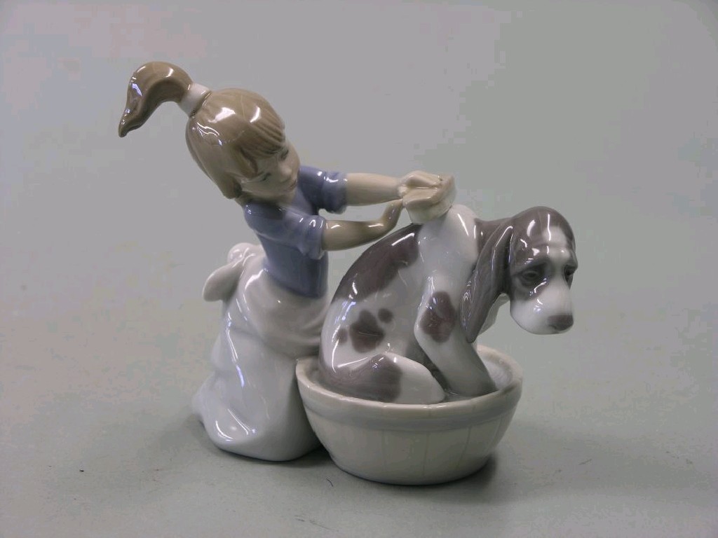 Appraisal: Lladro - Bashful Bather cat ref sculptor Juan Huerta -