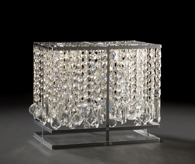 Appraisal: Luxurious French Polished Chromium and Cut Glass Table Lamp of