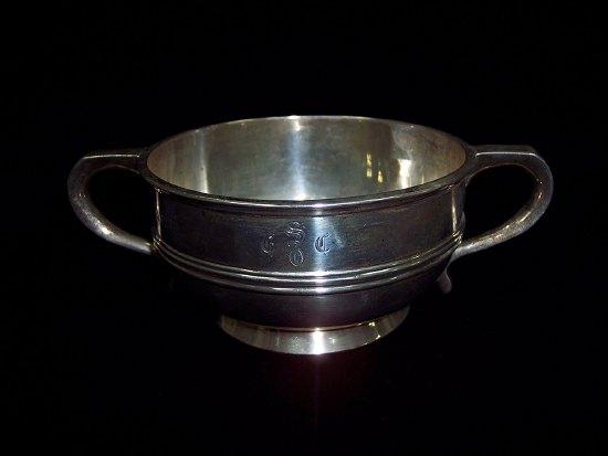 Appraisal: A two-handled porringer with thread border initialled and dated cm