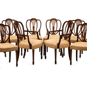 Appraisal: A Set of Eight Georgian Style Inlaid Mahogany Dining Chairs