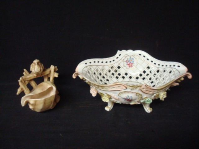 Appraisal: pieces of porcelain Dresden other Dresden pierced footed basket x