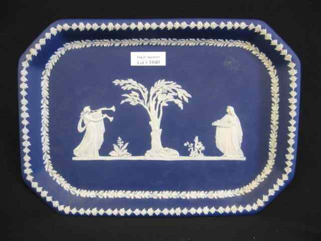 Appraisal: Adams Dark Blue Jasperware Tray classical maidens garland trim ''