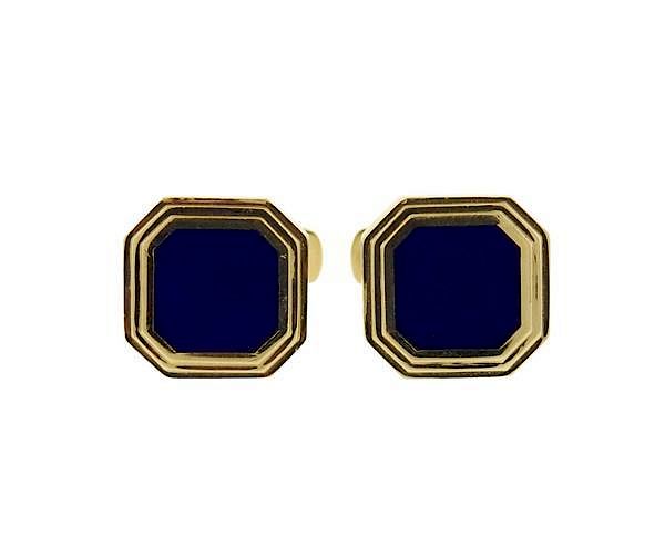 Appraisal: K Gold Lapis Cufflinks METAL K Gold GEMSTONES Lapis MEASUREMENTS