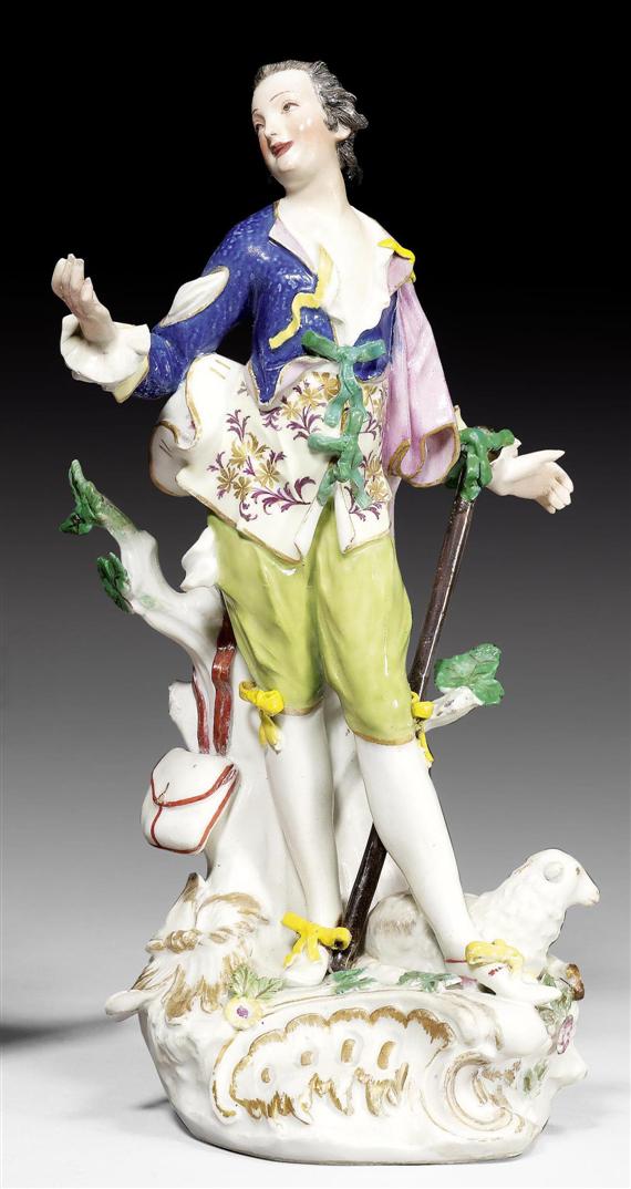 Appraisal: FIGURE OF A SHEPHERD MEISSEN CIRCA Shepherd in a dance