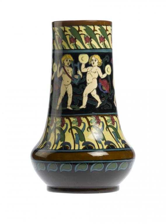 Appraisal: A WILEMAN CO FOLEY ART POTTERY INTARSIO VASE DESIGNED BY