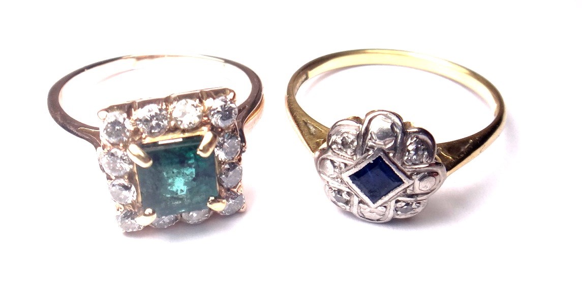 Appraisal: A gold and platinum sapphire and diamond set cluster ring