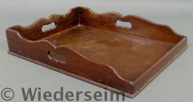 Appraisal: Mahogany serving tray th c with dovetailed construction h x