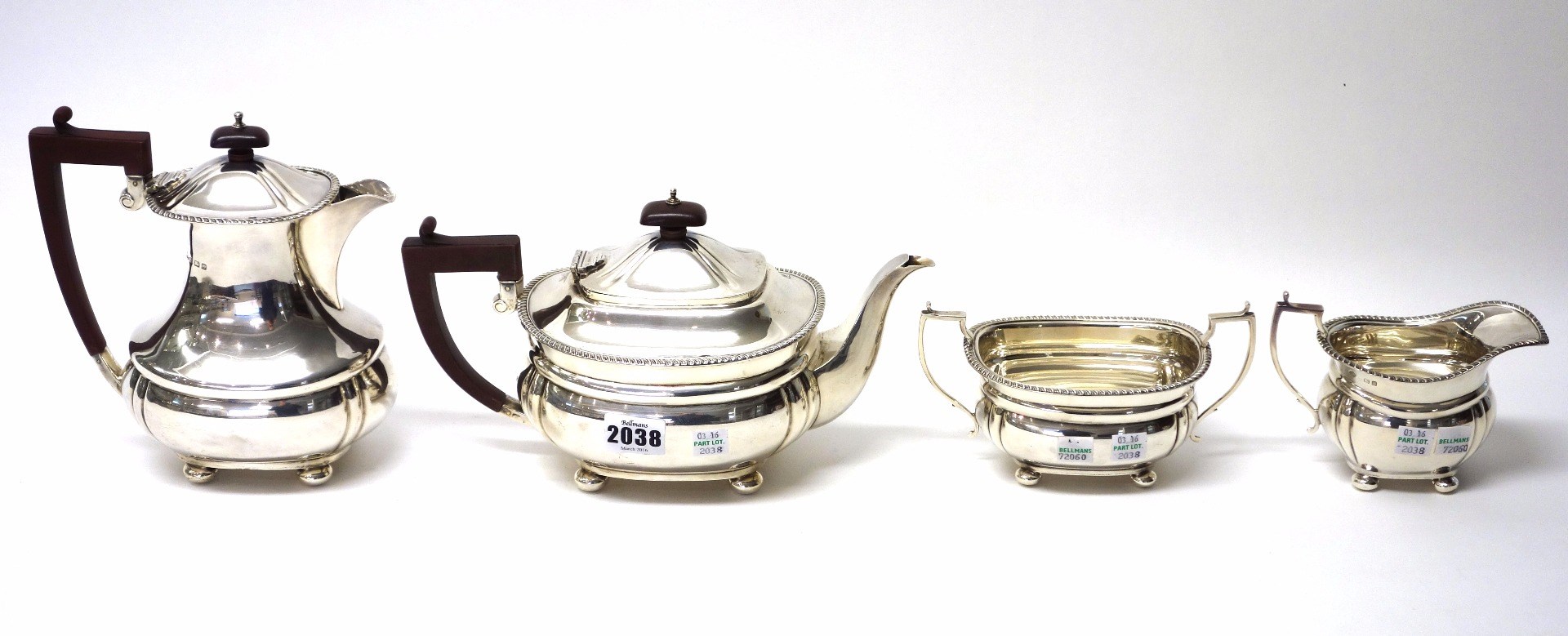 Appraisal: A silver composite four piece tea set comprising a teapot