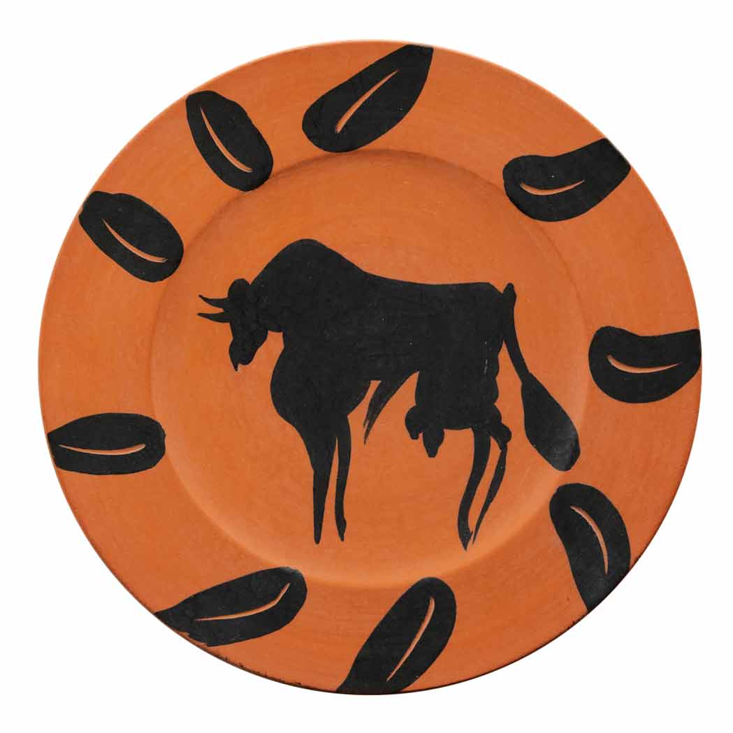 Appraisal: Pablo Picasso BULL RIM WITH LEAVES A R Painted red