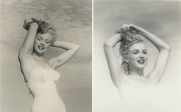 Appraisal: Two Marilyn Monroe rare black and white photographs by Andre