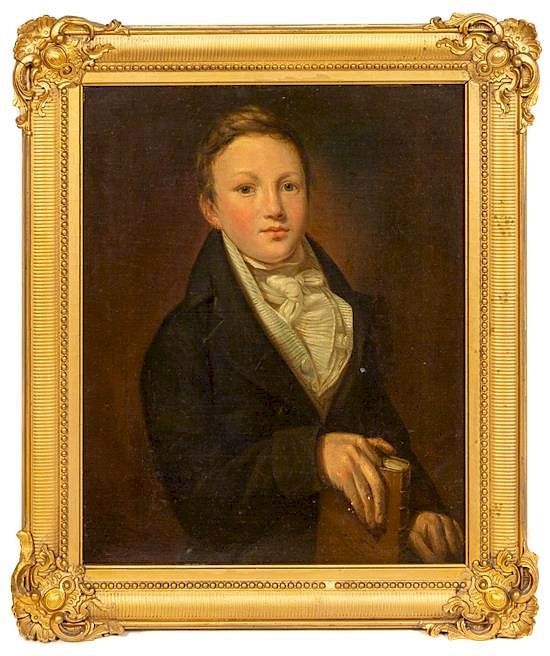 Appraisal: American School Early th Century Portrait of a Young Man