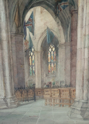 Appraisal: Ralph William Hay act - - Church interior watercolour signed