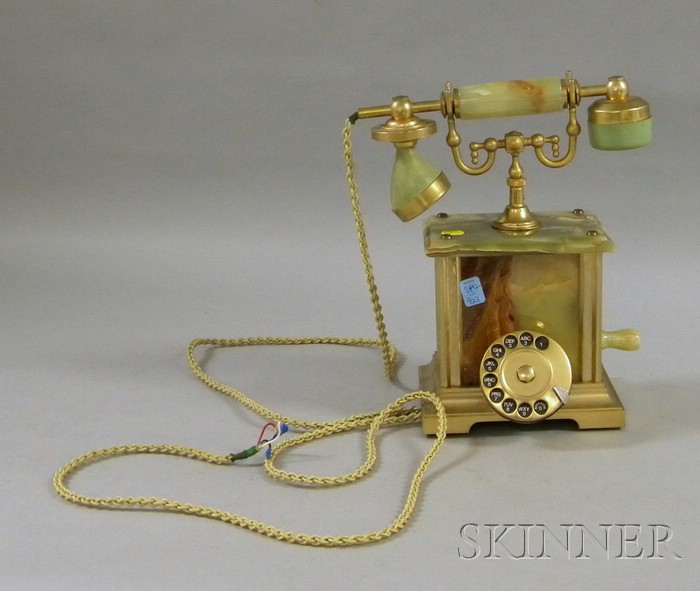 Appraisal: Italian Onyx and Metal Gold Plated Telephone ht in