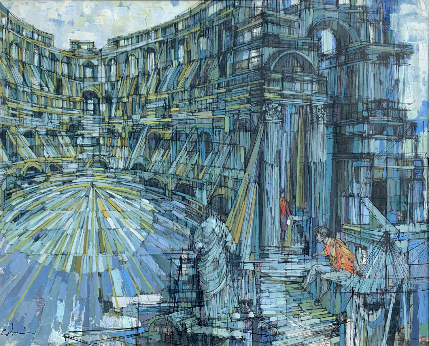 Appraisal: CABANISS Larry American - Architecture Rome Oil Canvas '' x