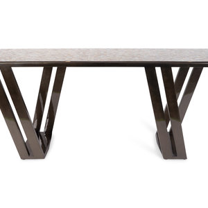 Appraisal: A Contemporary Lacquer Console Table with Tesselated Nacre Top Surface