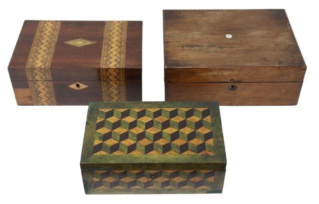 Appraisal: lot of English table boxes including Tunbridge Ware rosewood box