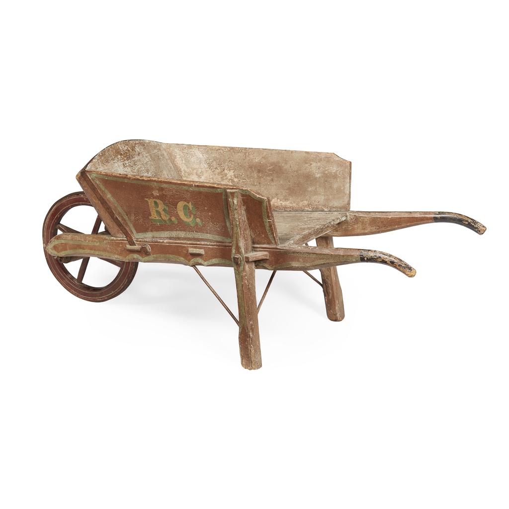 Appraisal: PAINTED WOOD SMALL WHEEL BARROW TH CENTURY of typical form