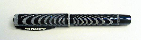 Appraisal: VISCONTI Sterling Silver Ripple Fountain Pen Crafted from mother-of-pearl acrylic