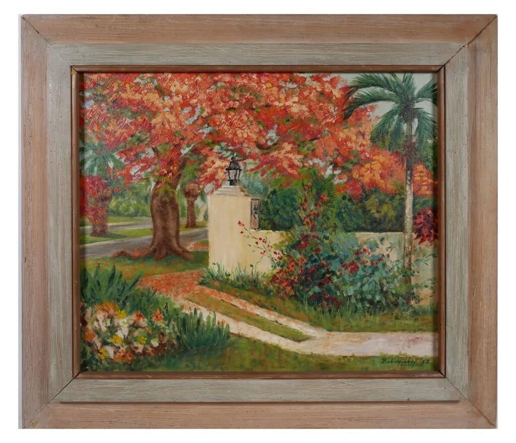 Appraisal: Oil on board painting a Royal Poinciana tree by Florida