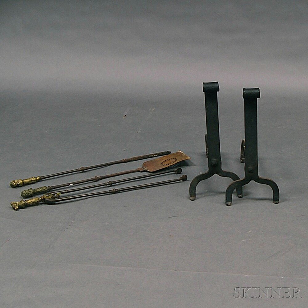 Appraisal: Victorian Fireplace Tools and Andirons mid to late th century