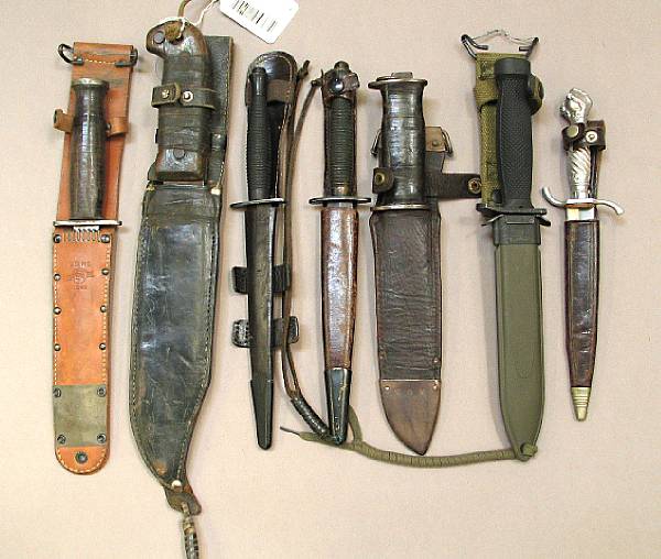 Appraisal: A lot of six fighting knives Comprising E G Waterman