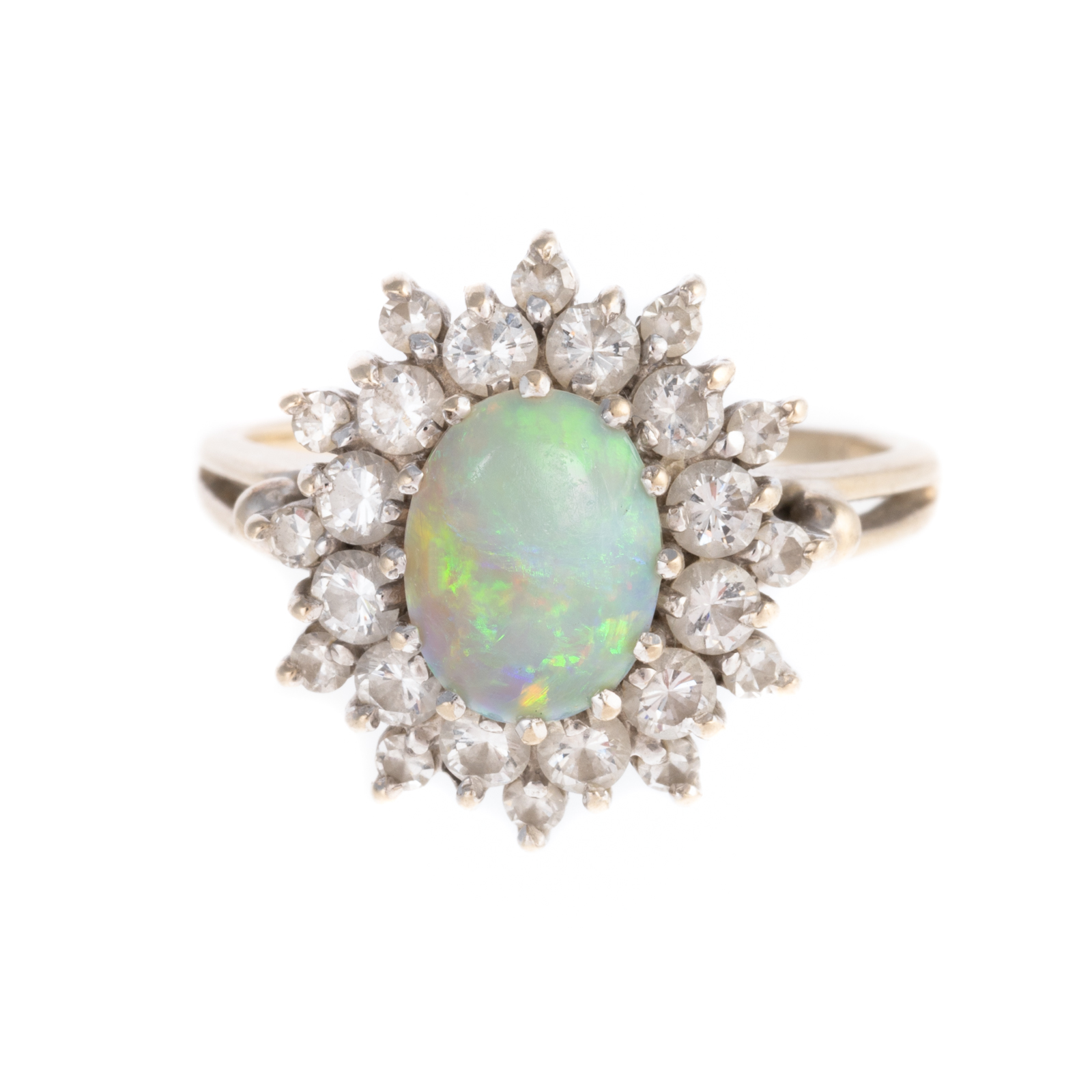 Appraisal: AN OPAL DIAMOND COCKTAIL RING IN K K white gold