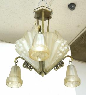 Appraisal: Art Deco Antique Chandelier Hanging Light Froste Art Deco Antique