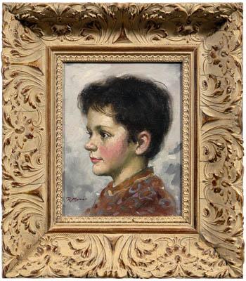 Appraisal: Lajos Rezes Molnar painting Hungarian born portrait of a young