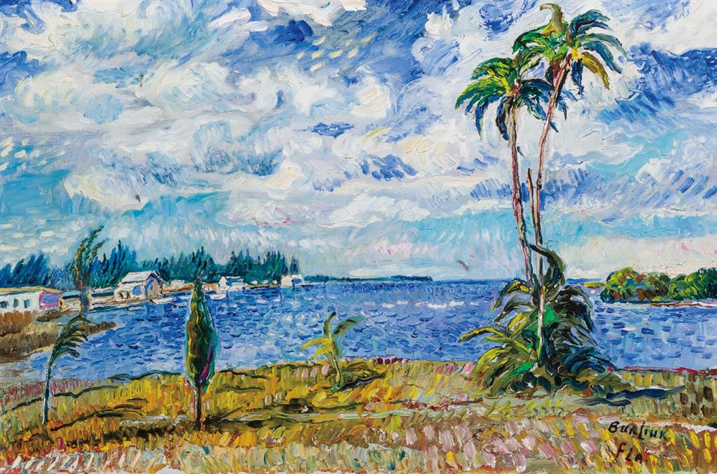 Appraisal: DAVID BURLIUK American Russian - Florida Seascape oil on canvas