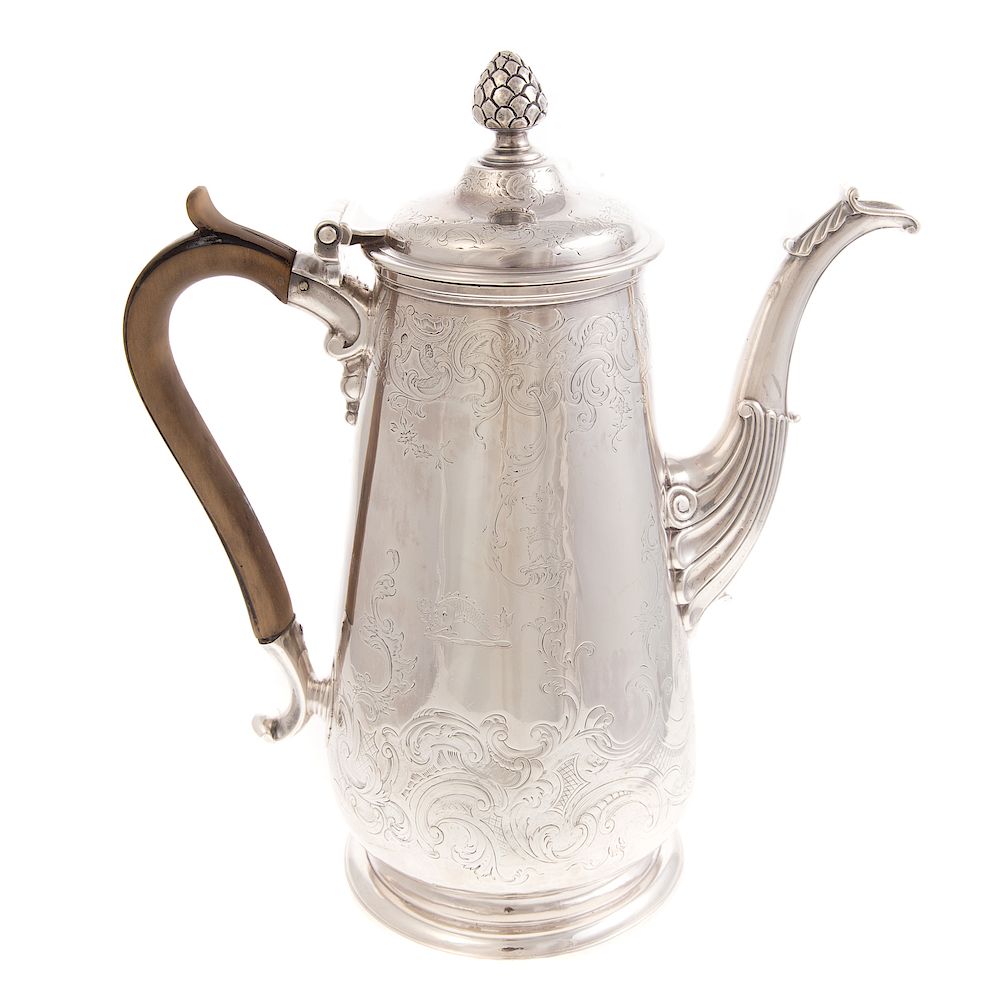 Appraisal: Irish Silver Armorial Coffee Pot Dublin probably th century indistinctive