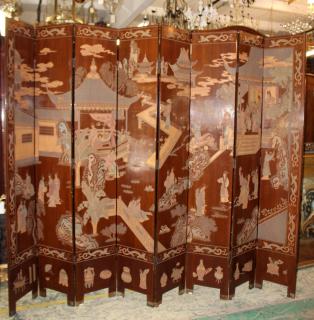 Appraisal: Oriental style -panel room divider h x w each panel