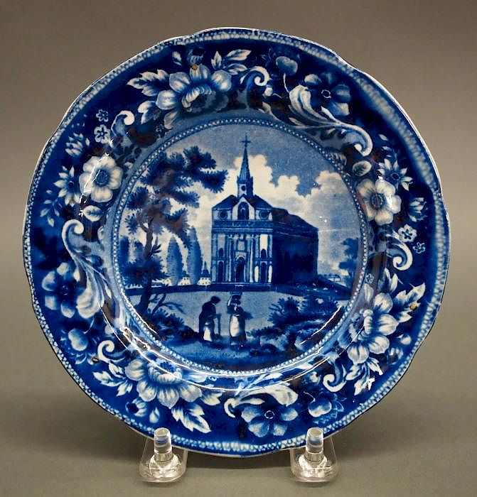 Appraisal: Historical Staffordshire plates Two th century Historical Blue Staffordshire plates