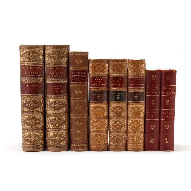 Appraisal: EIGHT FINELY BOUND BOOKS ENGLISH AND AMERICAN All three-quarter calf