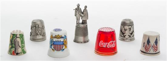 Appraisal: Sale Lot A Collection of Seven Americana Themed Thimbles comprising