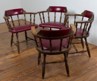 Appraisal: Captain's Guest Armchairs Four Set of four captain's guest style