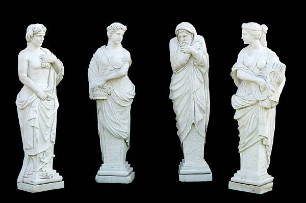 Appraisal: A set of four Neoclassical style carved marble figures of