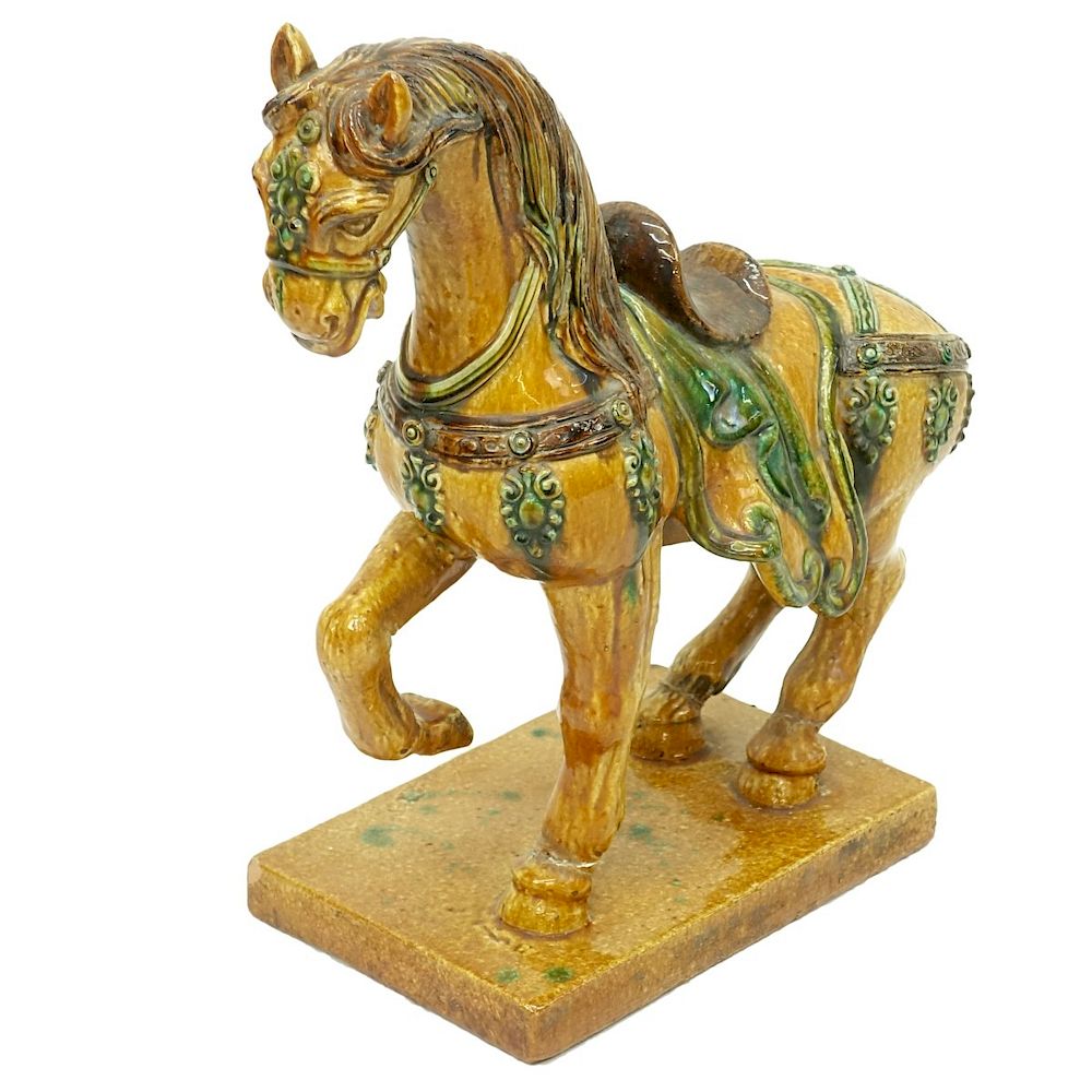 Appraisal: Chinese Tang Style Horse Large Chinese Tang Style Glazed Horse