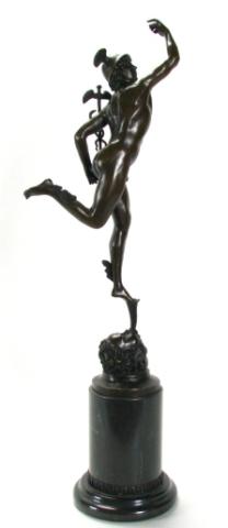 Appraisal: Cast Metal Bronzed 'Mercury' '' high including marbled-finish plinth