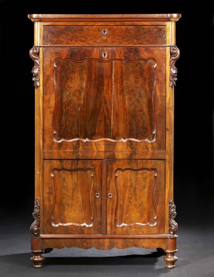 Appraisal: Napoleon III Mahogany Secretaire-a-Abbatant mid- th century the top with